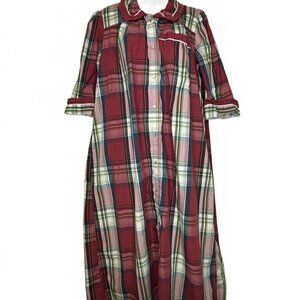 VTG Models Coat House Dress Plaid Red Petite Small